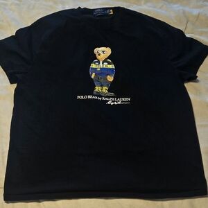Ralph Lauren Black Tee with Polo Bear Graphic